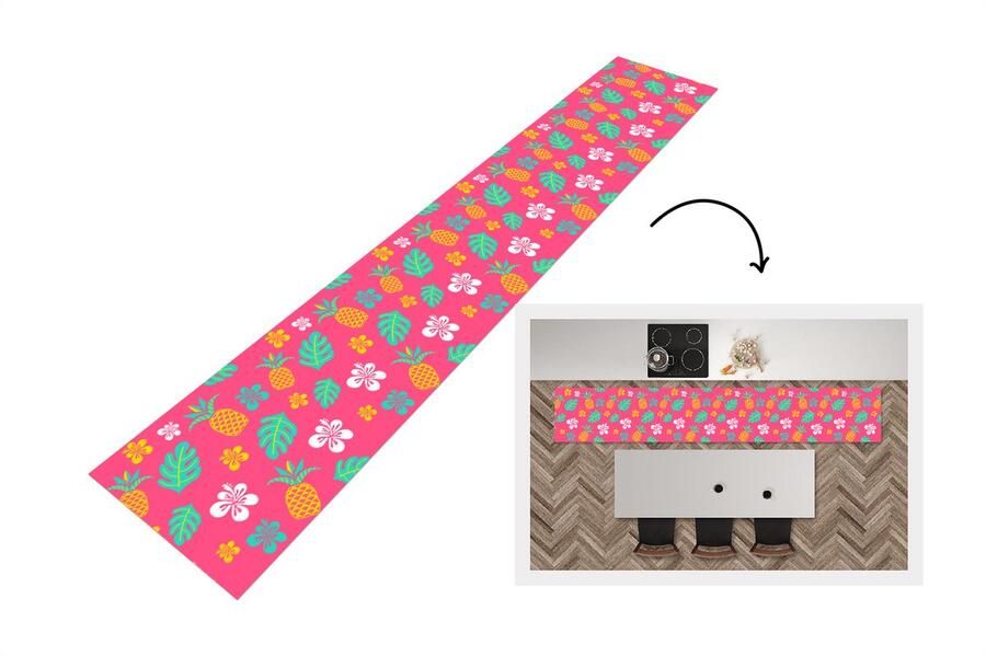 KitchenYeah Keukenloper Keukenmat Zomer Patronen Ananas 360x60 cm Keuken vloerkleed