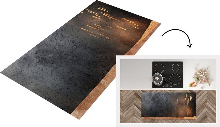 KitchenYeah Keukenloper Loper keuken Abstract Goud Design 120x60 cm Keukenloper vinyl