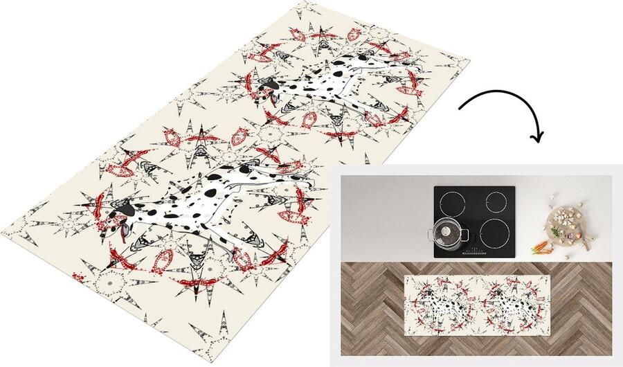 KitchenYeah Keukenloper Loper keuken Abstract Hond Patronen Dalmatiër 120x50 cm Keukenloper vinyl
