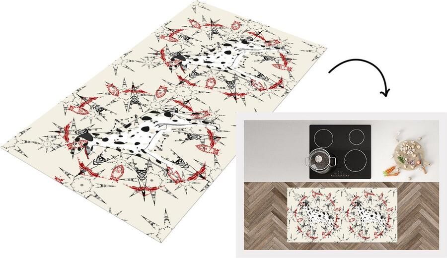 KitchenYeah Keukenloper Loper keuken Abstract Hond Patronen Dalmatiër 120x60 cm Keukenloper vinyl