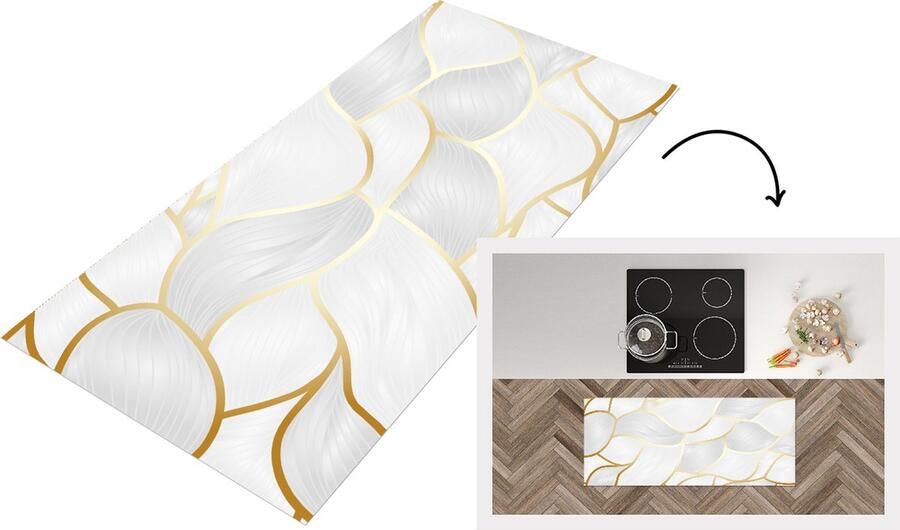 KitchenYeah Keukenloper Loper keuken Abstract patroon met gouden lijnen 120x50 cm Keukenloper vinyl