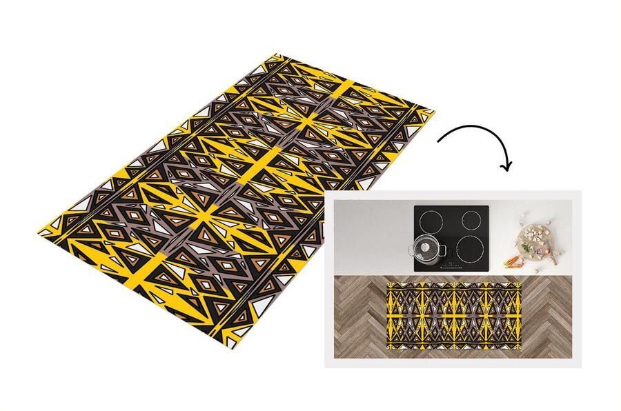 KitchenYeah Keukenloper Loper keuken Afrika Geometrie Patronen 120x60 cm Keukenloper vinyl
