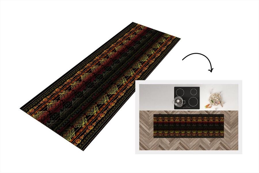 KitchenYeah Keukenloper Loper keuken Afrika Patronen Abstract 180x60 cm Keukenloper vinyl
