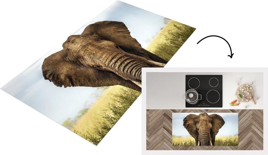 KitchenYeah Keukenloper Loper keuken Afrikaanse olifant vooraanzicht 120x60 cm Keukenloper vinyl