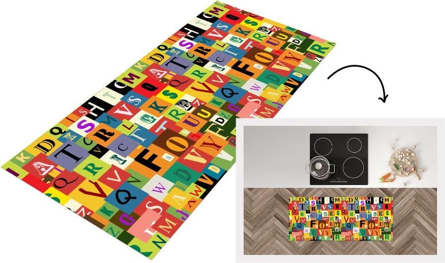 KitchenYeah Keukenloper Loper keuken Alfabet Letter Patroon 120x50 cm Keukenloper vinyl