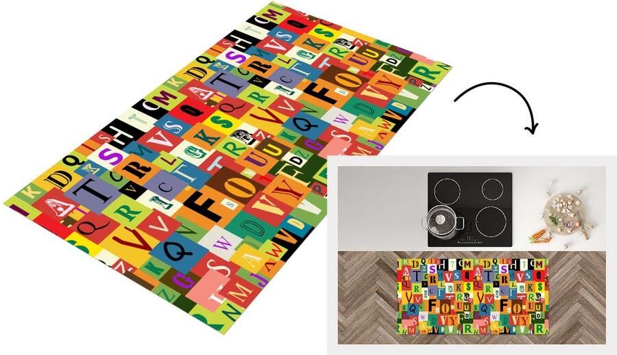 KitchenYeah Keukenloper Loper keuken Alfabet Letter Patroon 120x60 cm Keukenloper vinyl
