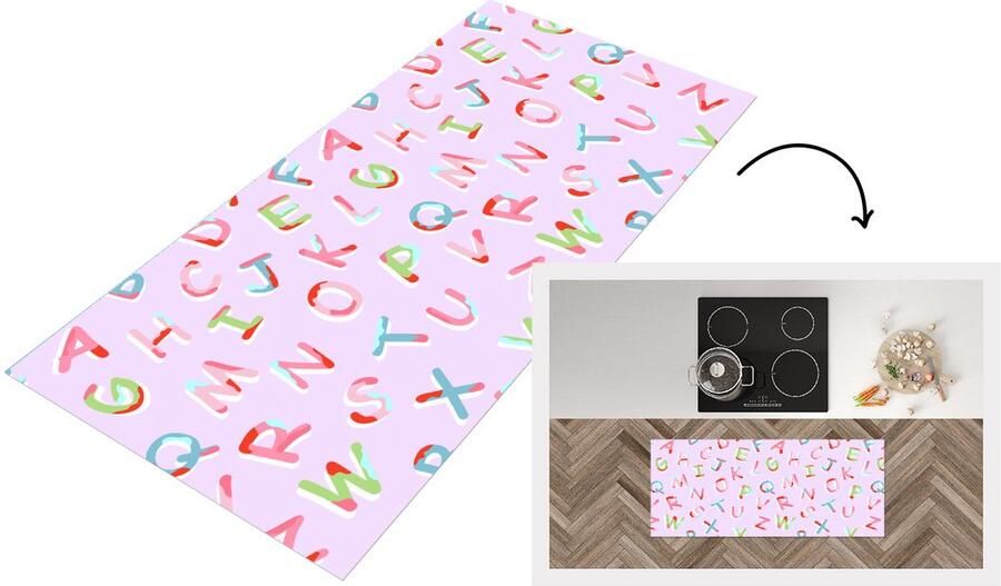 KitchenYeah Keukenloper Loper keuken Alfabet Letters Patroon 120x50 cm Keukenloper vinyl