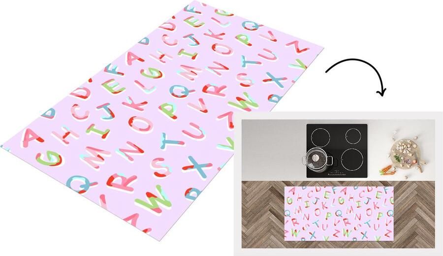 KitchenYeah Keukenloper Loper keuken Alfabet Letters Patroon 120x60 cm Keukenloper vinyl