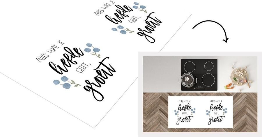 KitchenYeah Keukenloper Loper keuken Alles wat je liefde geeft groeit Quotes Spreuken 120x60 cm Keukenloper vinyl