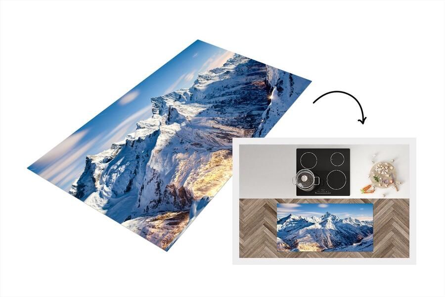 KitchenYeah Keukenloper Loper keuken Alpen Berg Sneeuw 120x60 cm Keukenloper vinyl