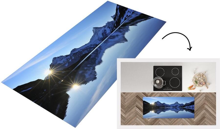 KitchenYeah Keukenloper Loper keuken Alpen Berg Water Sneeuw 120x50 cm Keukenloper vinyl