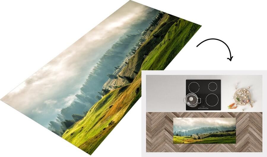 KitchenYeah Keukenloper Loper keuken Alpen Bos Bomen 120x50 cm Keukenloper vinyl