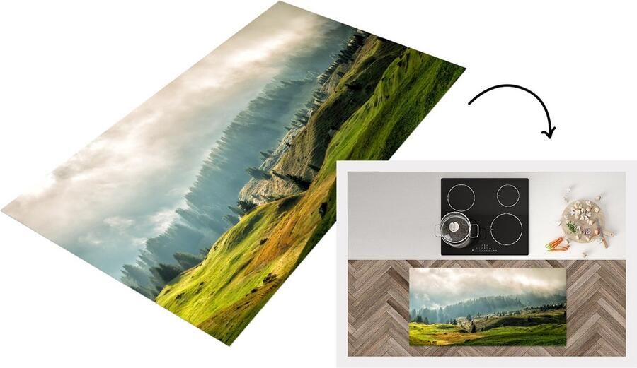 KitchenYeah Keukenloper Loper keuken Alpen Bos Bomen 120x60 cm Keukenloper vinyl