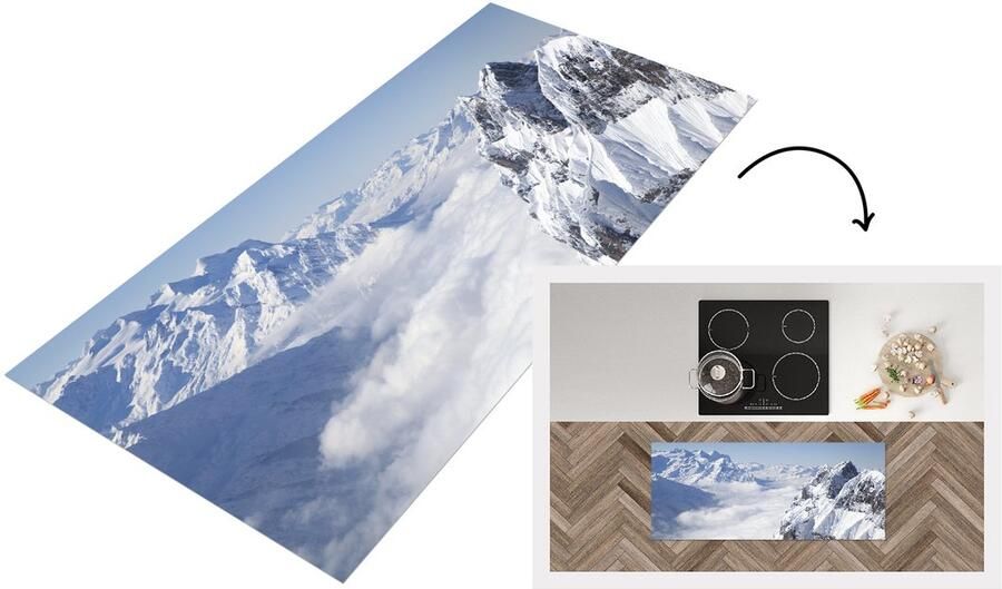 KitchenYeah Keukenloper Loper keuken Alpen Sneeuw Berg 120x50 cm Keukenloper vinyl