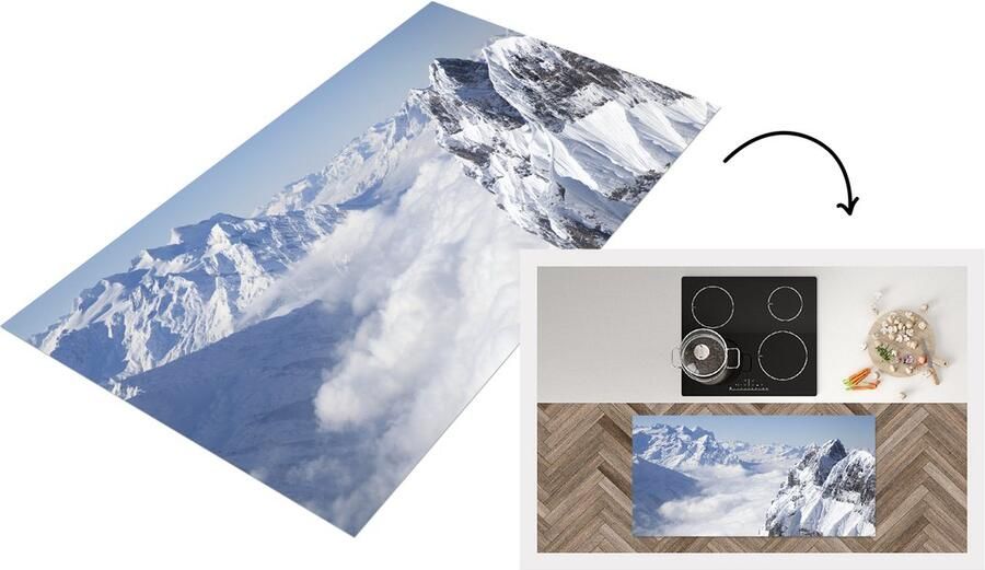 KitchenYeah Keukenloper Loper keuken Alpen Sneeuw Berg 120x60 cm Keukenloper vinyl