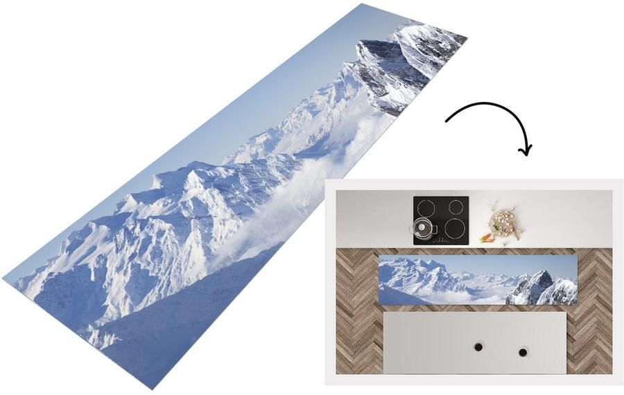 KitchenYeah Keukenloper Loper keuken Alpen Sneeuw Berg 240x60 cm Keukenloper vinyl