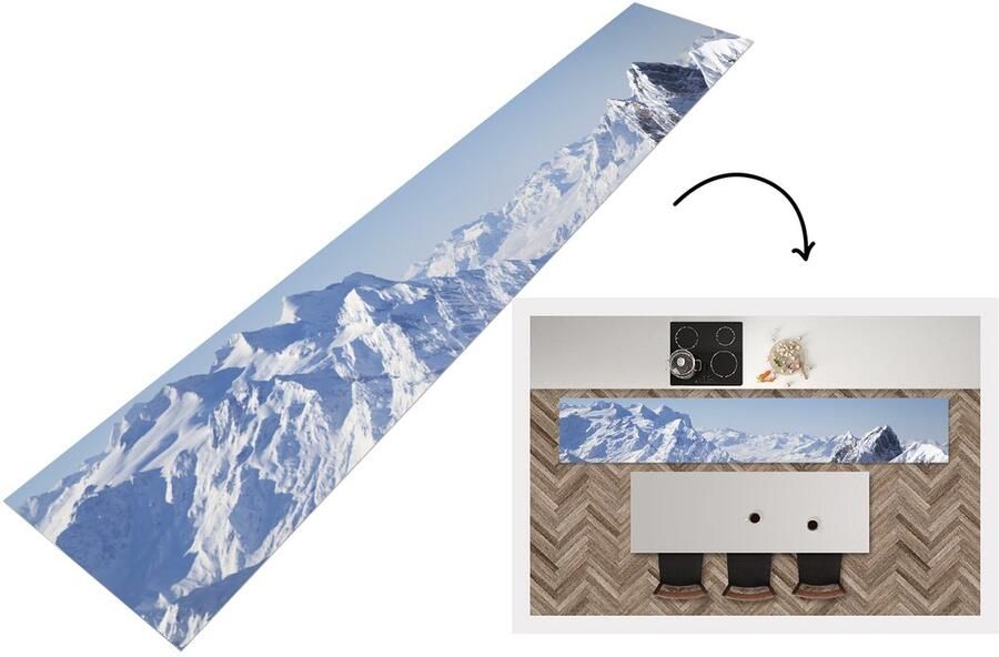 KitchenYeah Keukenloper Loper keuken Alpen Sneeuw Berg 300x50 cm Keukenloper vinyl