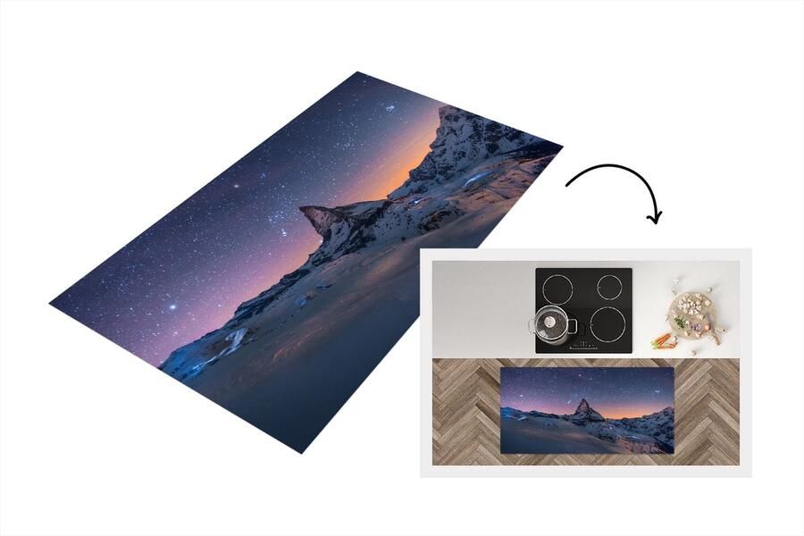 KitchenYeah Keukenloper Loper keuken Alpen Sterrenhemel Sneeuw 120x60 cm Keukenloper vinyl