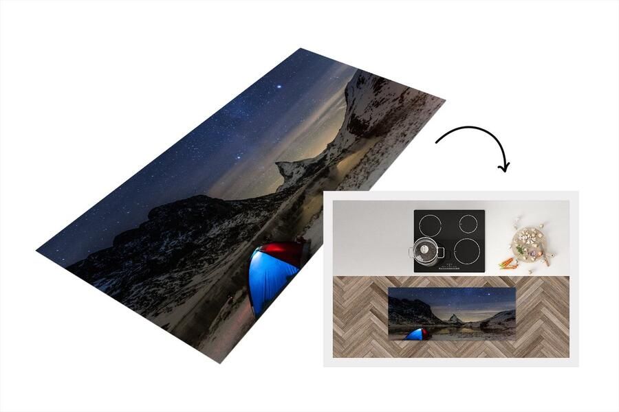 KitchenYeah Keukenloper Loper keuken Alpen Sterrenhemel Tent 120x50 cm Keukenloper vinyl