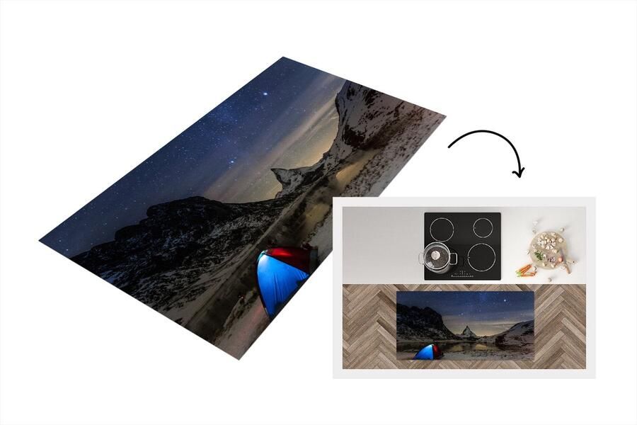 KitchenYeah Keukenloper Loper keuken Alpen Sterrenhemel Tent 120x60 cm Keukenloper vinyl