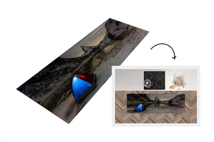KitchenYeah Keukenloper Loper keuken Alpen Sterrenhemel Tent 150x50 cm Keukenloper vinyl
