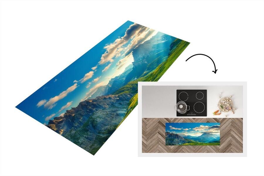 KitchenYeah Keukenloper Loper keuken Alpen Zon Natuur 120x50 cm Keukenloper vinyl