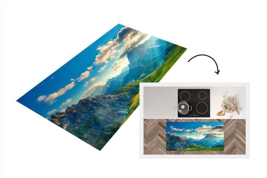 KitchenYeah Keukenloper Loper keuken Alpen Zon Natuur 120x60 cm Keukenloper vinyl