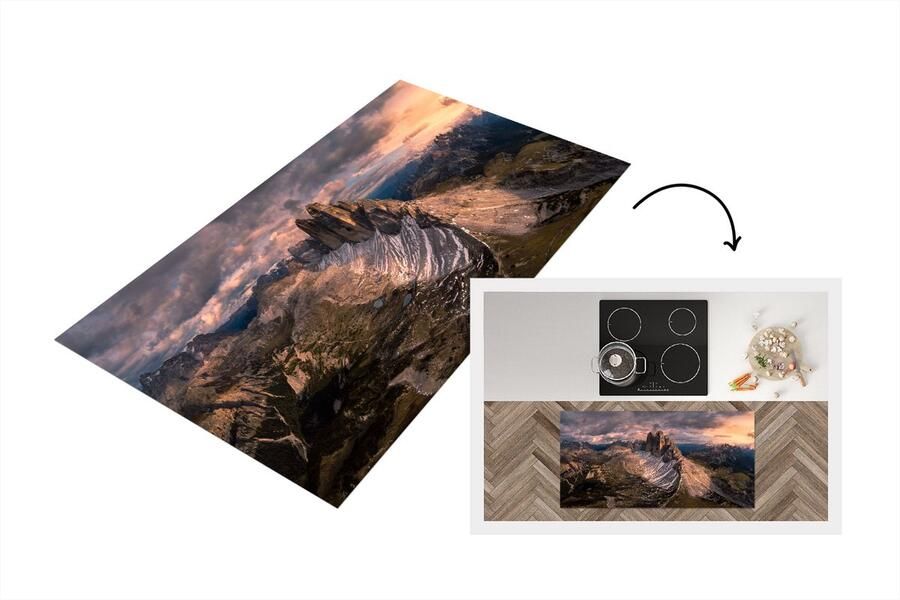 KitchenYeah Keukenloper Loper keuken Alpen Zonsondergang Sneeuw Berg 120x60 cm Keukenloper vinyl
