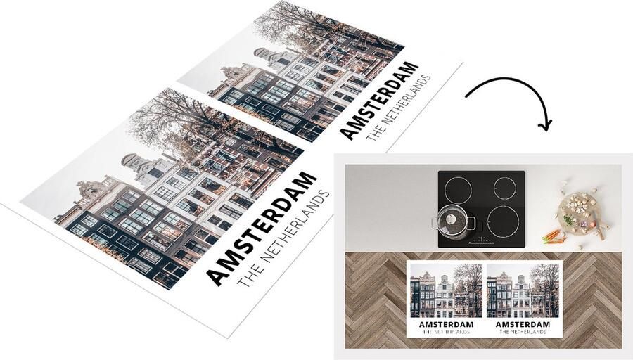 KitchenYeah Keukenloper Loper keuken Amsterdam Nederland Huizen 120x60 cm Keukenloper vinyl