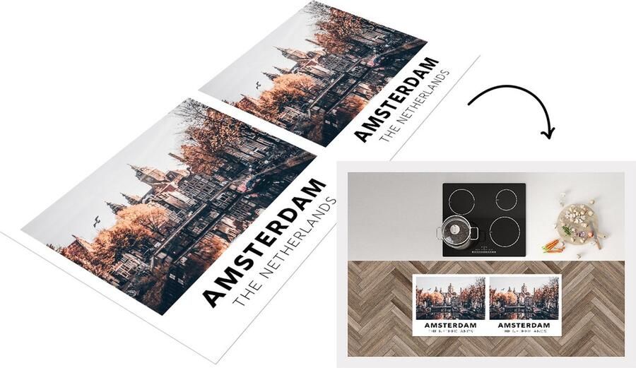 KitchenYeah Keukenloper Loper keuken Amsterdam Nederland Water 120x50 cm Keukenloper vinyl