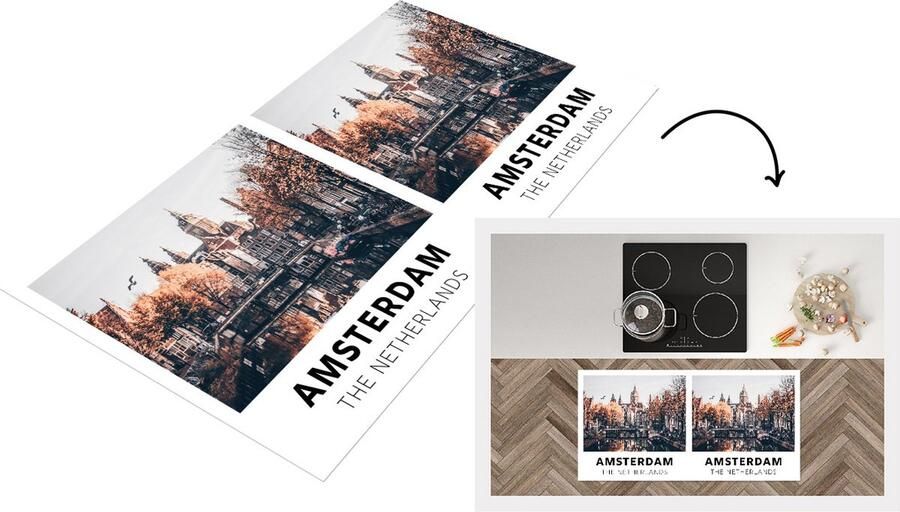 KitchenYeah Keukenloper Loper keuken Amsterdam Nederland Water 120x60 cm Keukenloper vinyl