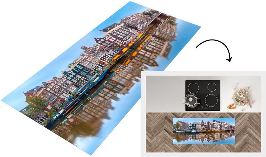 KitchenYeah Keukenloper Loper keuken Amsterdam Panorama Grachten 120x50 cm Keukenloper vinyl