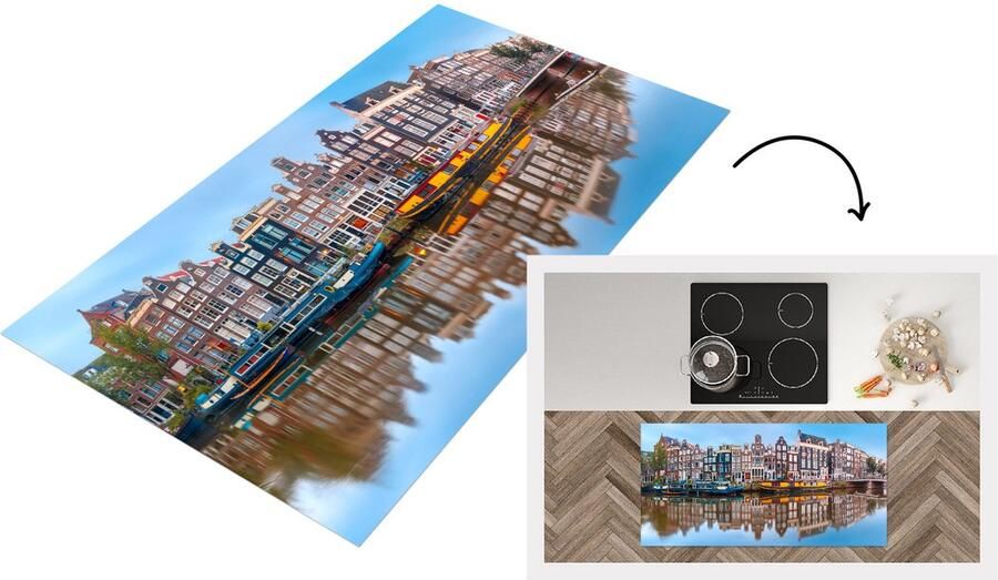 KitchenYeah Keukenloper Loper keuken Amsterdam Panorama Grachten 120x60 cm Keukenloper vinyl