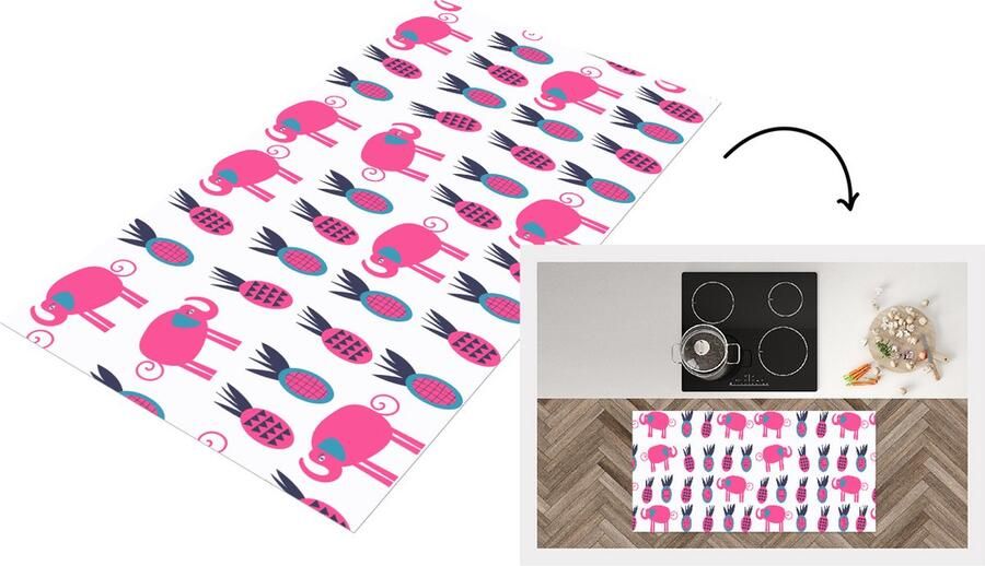 KitchenYeah Keukenloper Loper keuken Ananas Olifant Design 120x60 cm Keukenloper vinyl