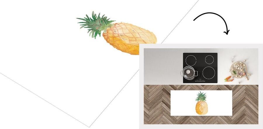 KitchenYeah Keukenloper Loper keuken Ananas Vrucht Waterverf 120x50 cm Keukenloper vinyl