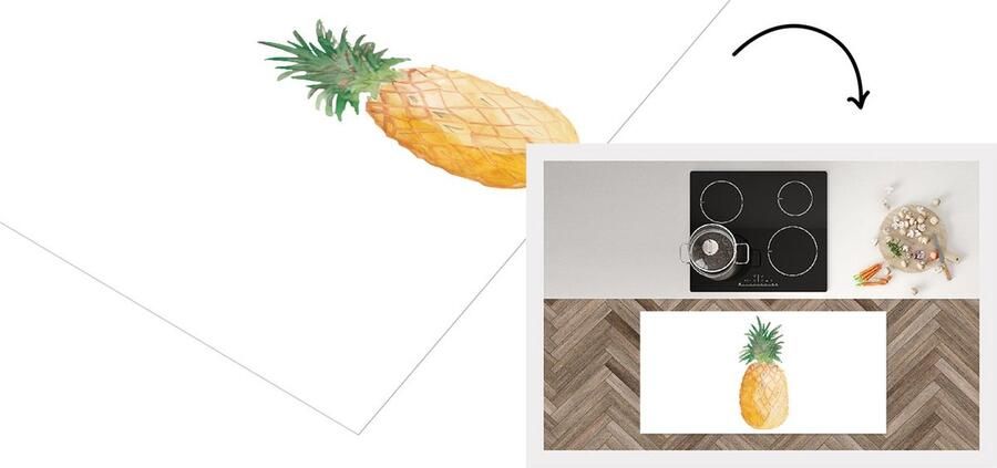 KitchenYeah Keukenloper Loper keuken Ananas Vrucht Waterverf 120x60 cm Keukenloper vinyl