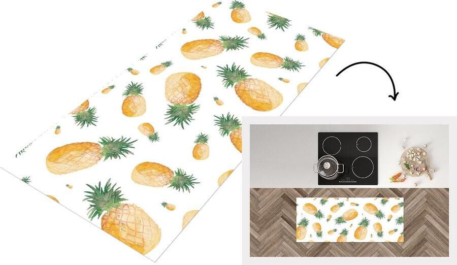 KitchenYeah Keukenloper Loper keuken Ananas Vruchten Sjablonen 120x50 cm Keukenloper vinyl