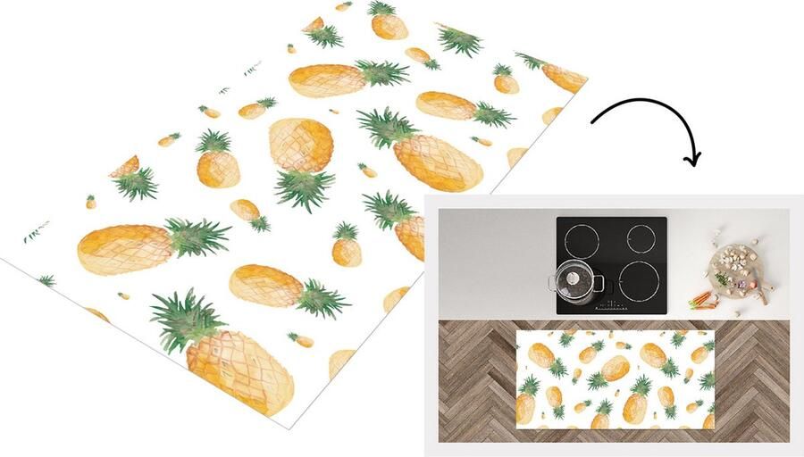 KitchenYeah Keukenloper Loper keuken Ananas Vruchten Sjablonen 120x60 cm Keukenloper vinyl