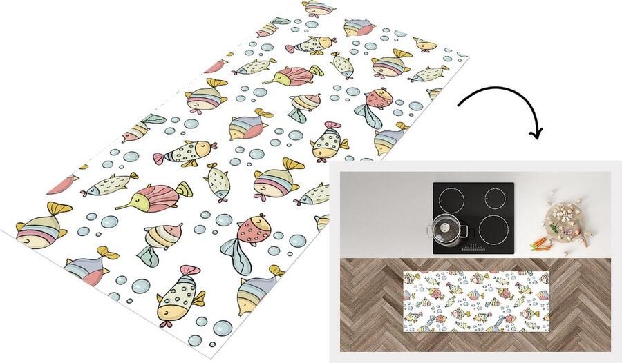 KitchenYeah Keukenloper Loper keuken Aquarium Patronen Vissen Kinderen Pastel 120x50 cm Keukenloper vinyl