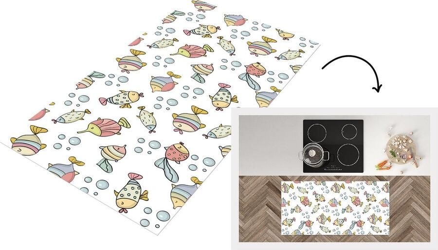 KitchenYeah Keukenloper Loper keuken Aquarium Patronen Vissen Kinderen Pastel 120x60 cm Keukenloper vinyl
