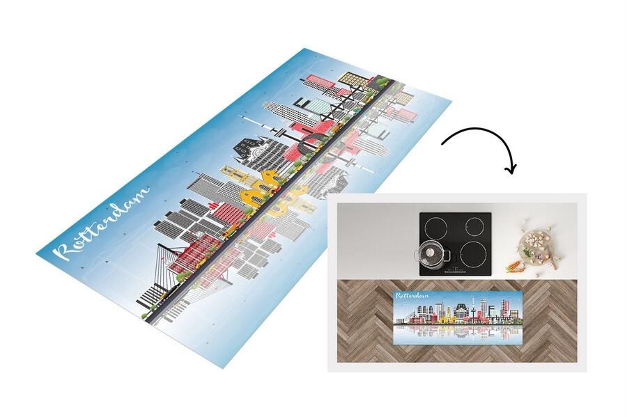 KitchenYeah Keukenloper Loper keuken Architectuur Rotterdam Skyline 120x50 cm Keukenloper vinyl