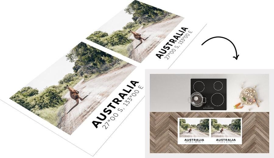 KitchenYeah Keukenloper Loper keuken Australië Kangoeroe Jungle 120x50 cm Keukenloper vinyl