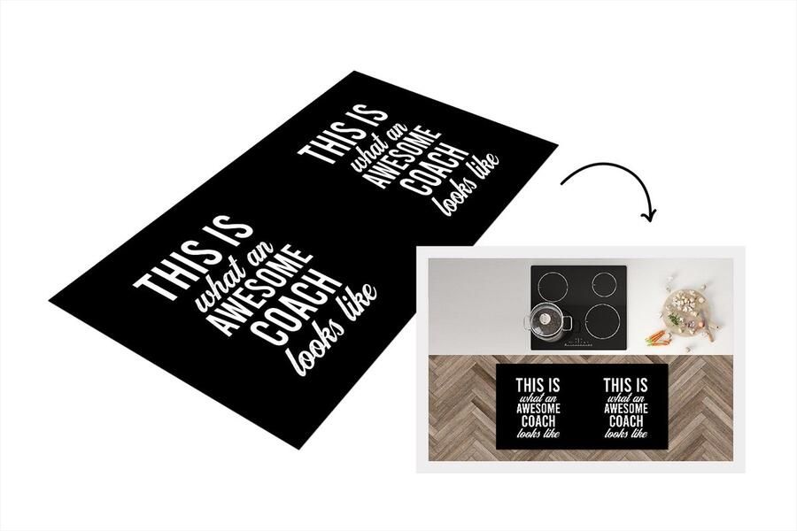KitchenYeah Keukenloper Loper keuken Awesome Coach Quotes 120x60 cm Keukenloper vinyl