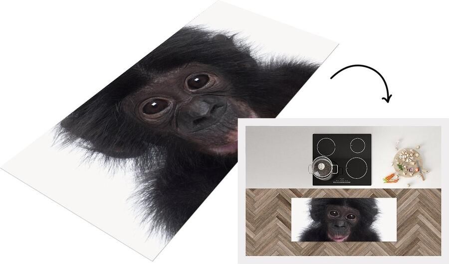 KitchenYeah Keukenloper Loper keuken Baby Chimpansee Aap Jong Portret Kinderkamer Jongens slaapkamer 120x50 cm Keukenloper vinyl