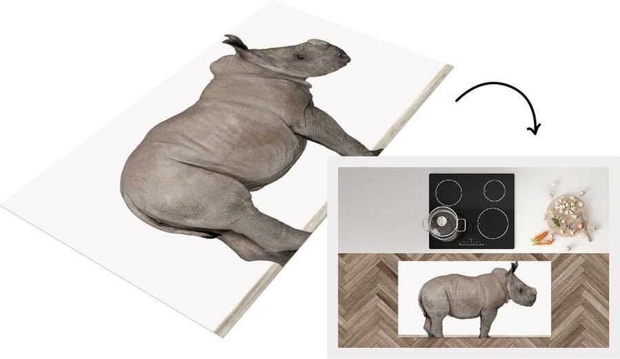 KitchenYeah Keukenloper Loper keuken Baby Neushoorn Lief Kinderkamer Jongenskamer Meisjeskamer Neushoorntje 120x60 cm Keukenloper vinyl
