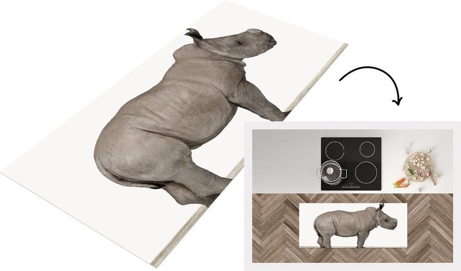 KitchenYeah Keukenloper Loper keuken Baby Neushoorn Lief Kinderkamer Jongenskamer Meisjeskamer Neushoorntje 120x50 cm Keukenloper vinyl