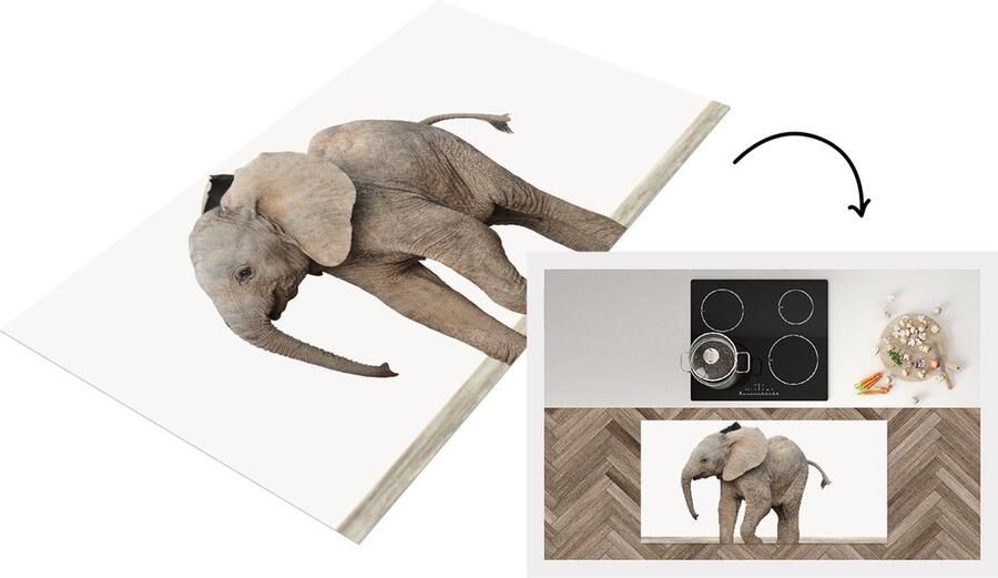 KitchenYeah Keukenloper Loper keuken Babykamer Baby Olifant Olifantenjong Kinderkamer Meisjeskamer Jongenskamer 120x60 cm Keukenloper vinyl