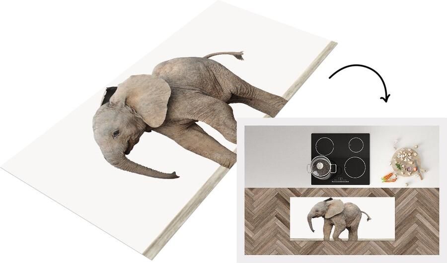 KitchenYeah Keukenloper Loper keuken Babykamer Baby Olifant Olifantenjong Kinderkamer Meisjeskamer Jongenskamer 120x50 cm Keukenloper vinyl