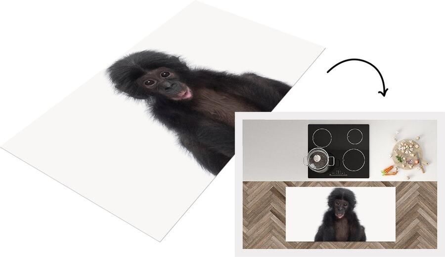 KitchenYeah Keukenloper Loper keuken Babykamer schattig Aapje Baby Chimpansee Kinderkamer 120x60 cm Keukenloper vinyl