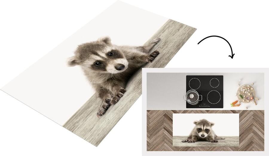 KitchenYeah Keukenloper Loper keuken Babykamer Wasbeer jong Baby wasbeertje Kinderkamer 120x60 cm Keukenloper vinyl